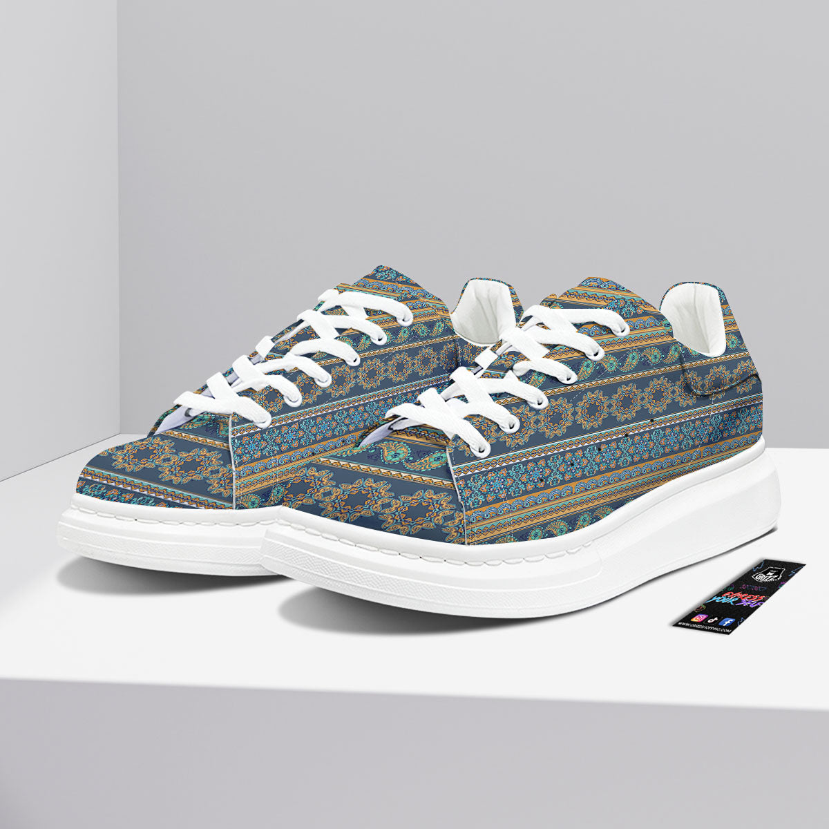 Ethnic Indian Print Pattern Platform Shoes-grizzshop
