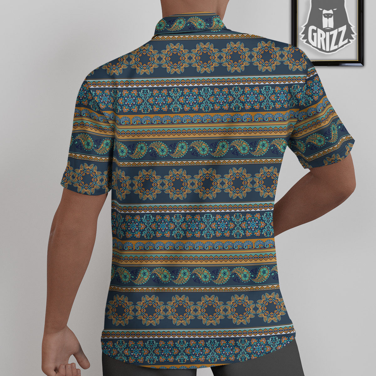 Ethnic Indian Print Pattern Untucked Shirts-grizzshop