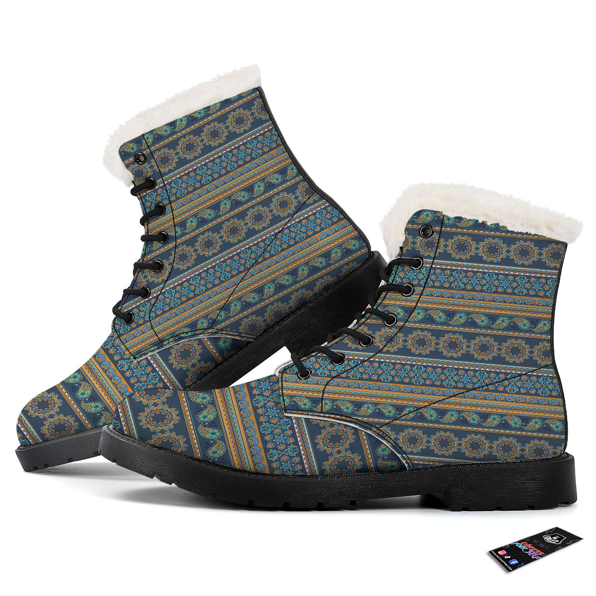 Ethnic Indian Print Pattern Winter Boots-grizzshop