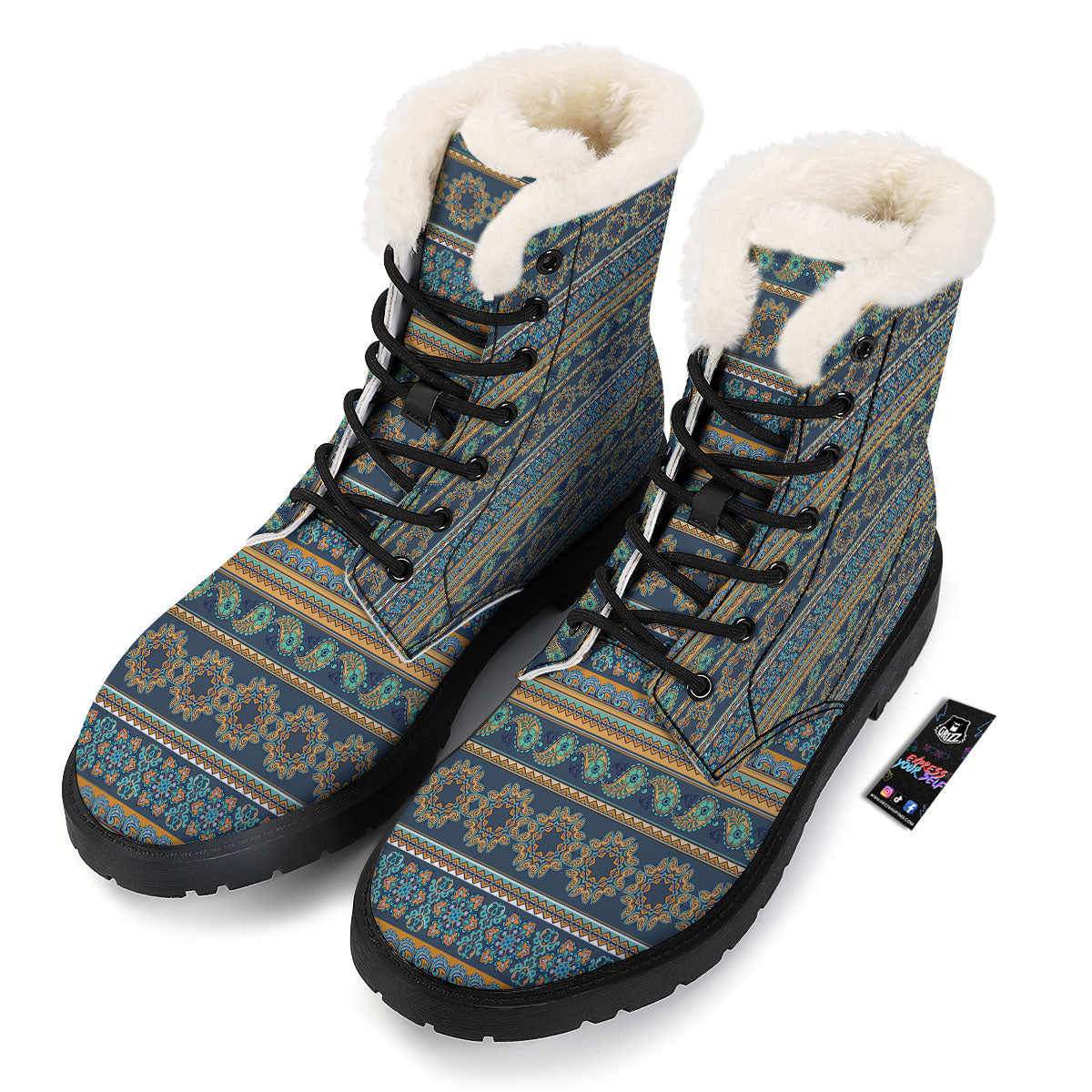 Ethnic Indian Print Pattern Winter Boots-grizzshop