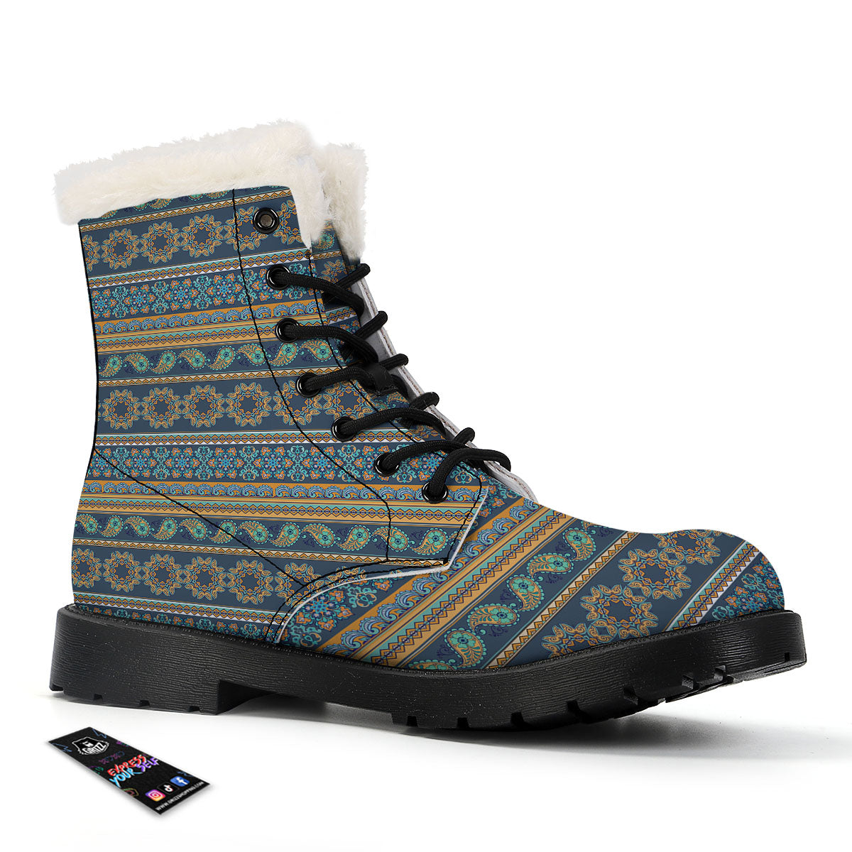 Ethnic Indian Print Pattern Winter Boots-grizzshop
