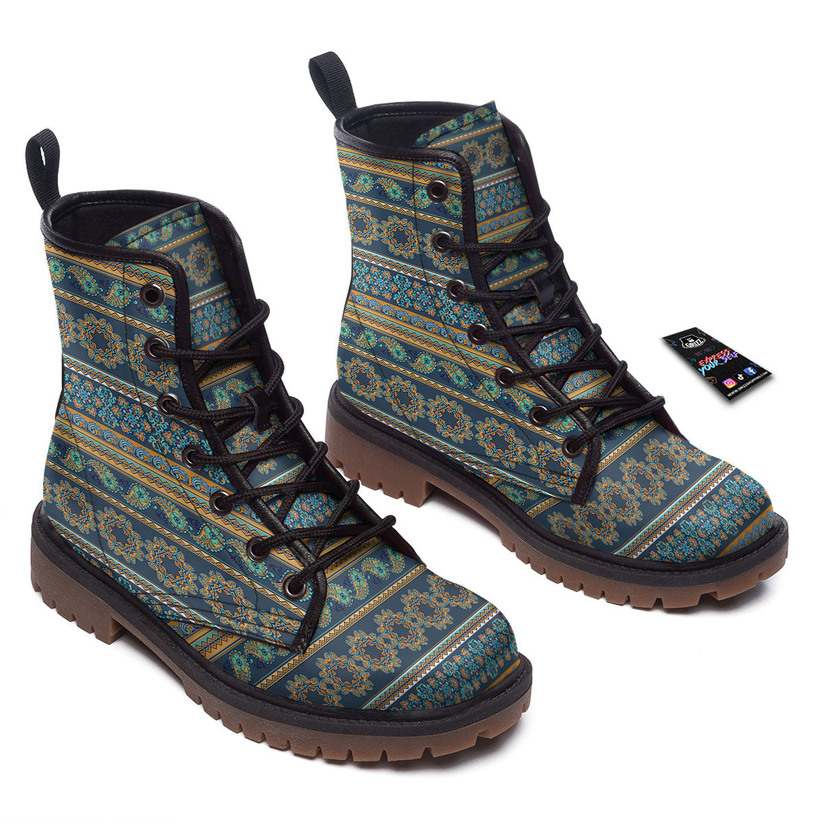 Ethnic Indian Print Pattern Work Boots-grizzshop
