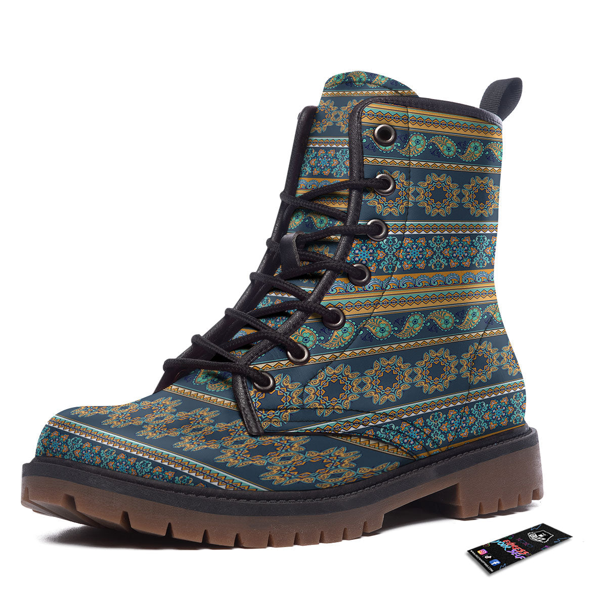 Ethnic Indian Print Pattern Work Boots-grizzshop