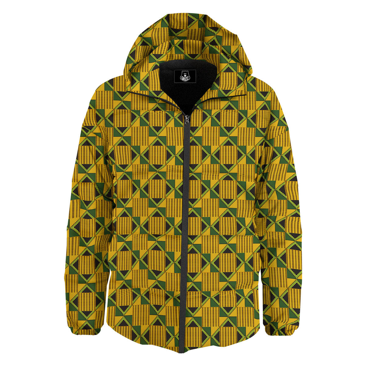Ethnic Kente Print Pattern Down Jacket-grizzshop