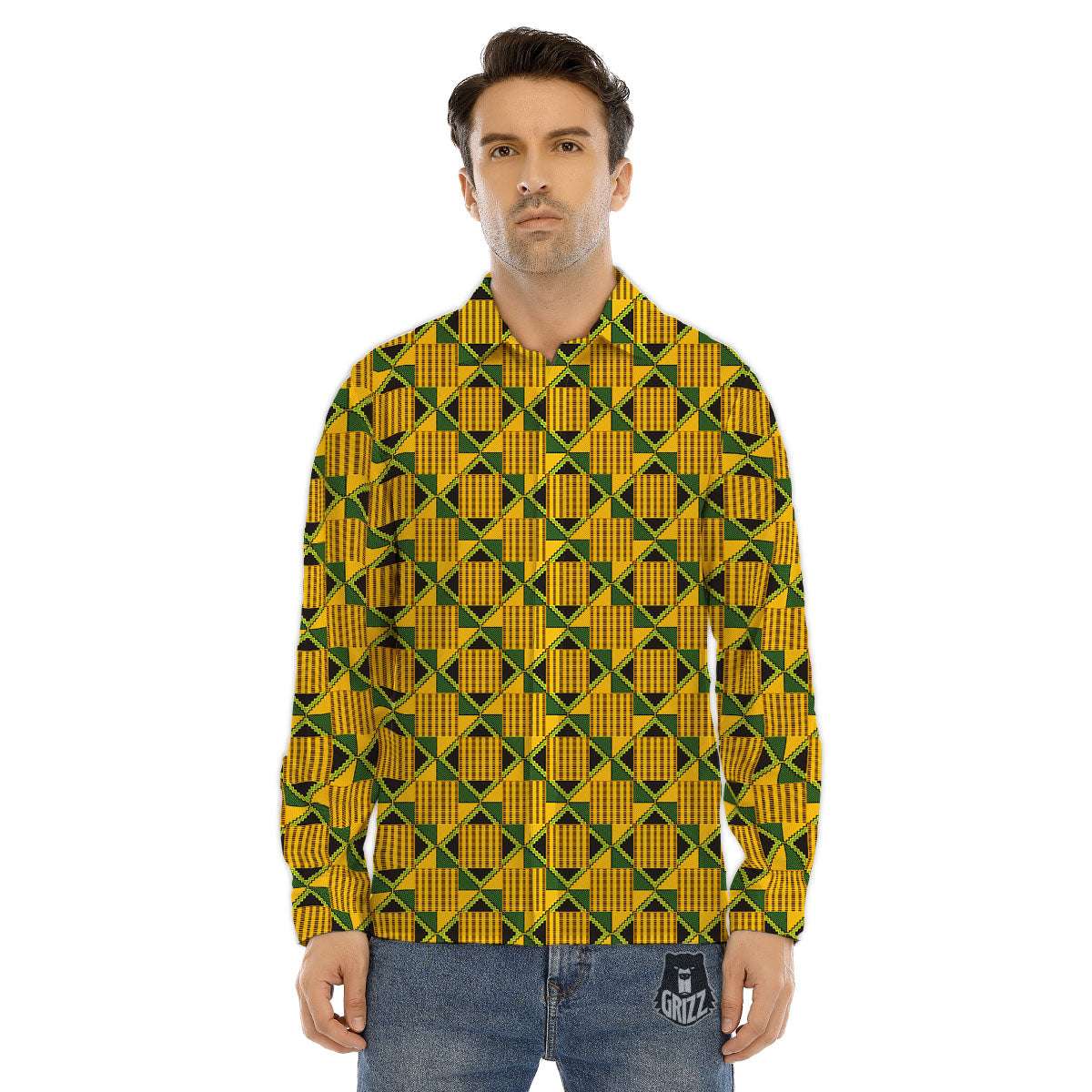 Ethnic Kente Print Pattern Men's Dress Shirts-grizzshop