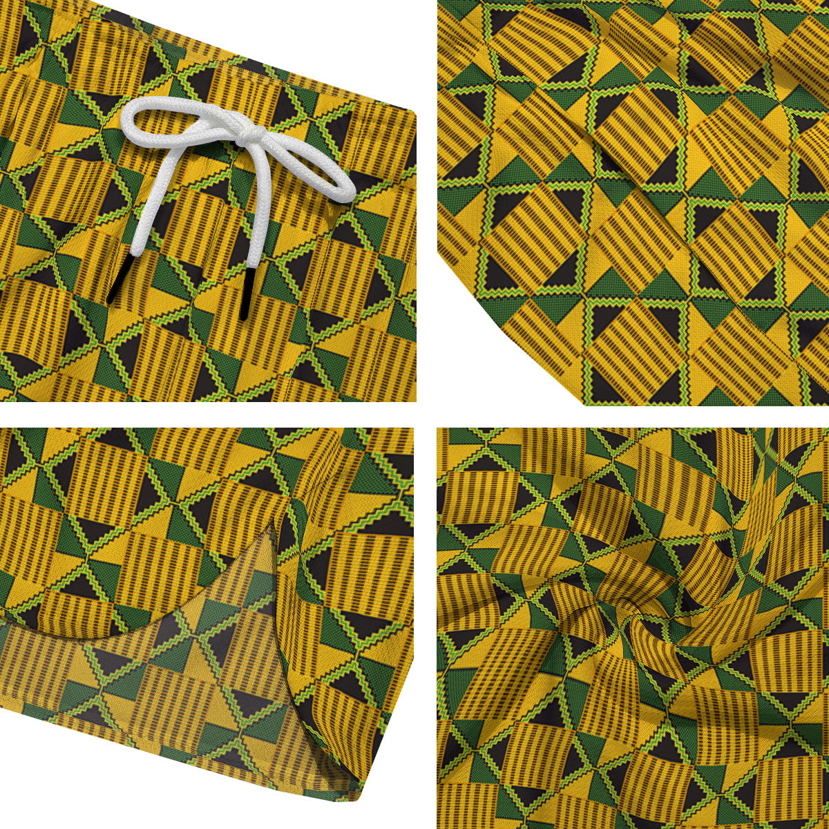 Ethnic Kente Print Pattern Men's Running Shorts-grizzshop