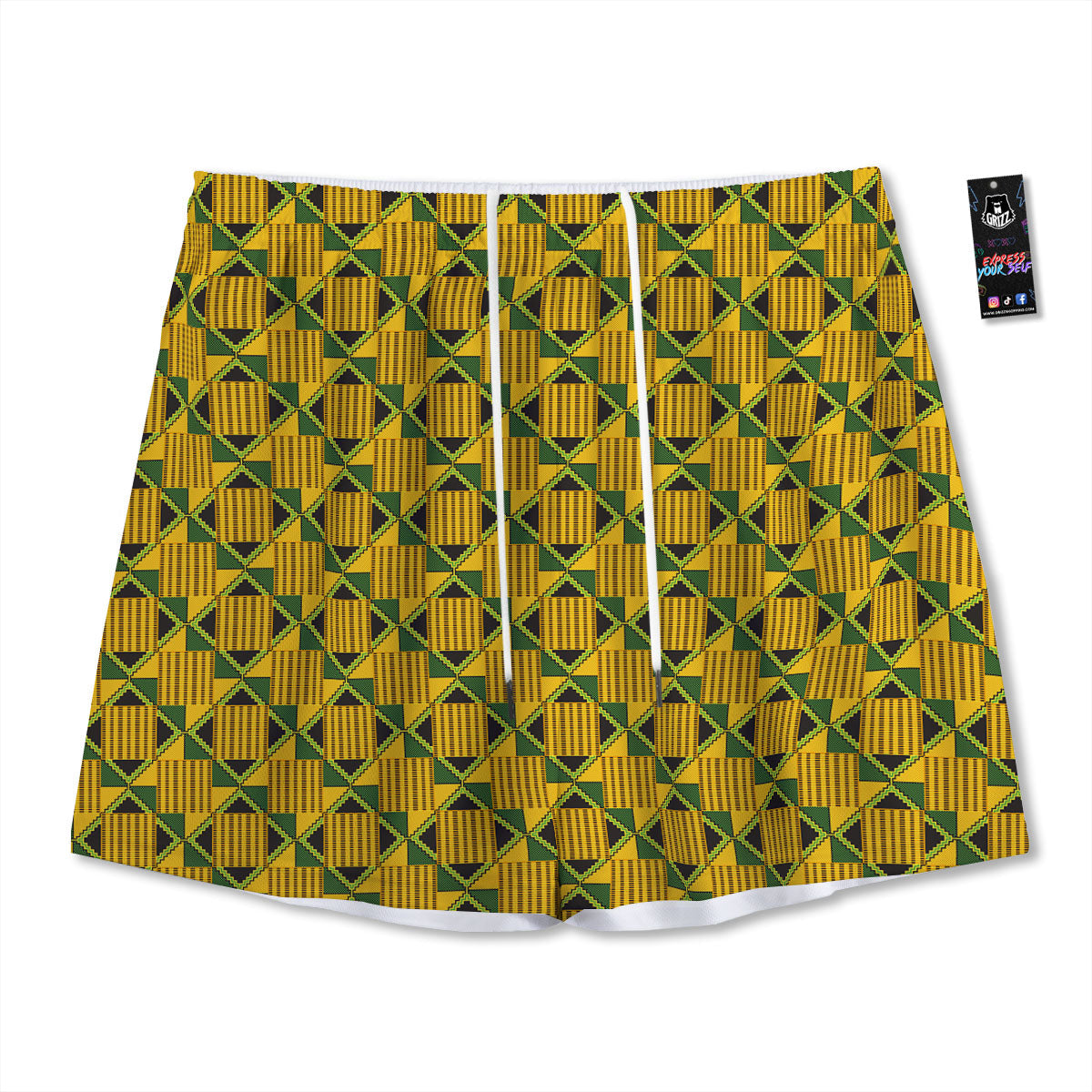 Ethnic Kente Print Pattern Mesh Shorts