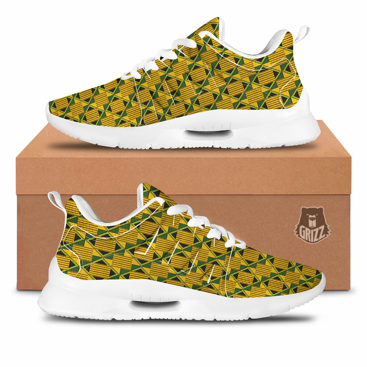 Ethnic Kente Print Pattern Tennis Shoes-grizzshop