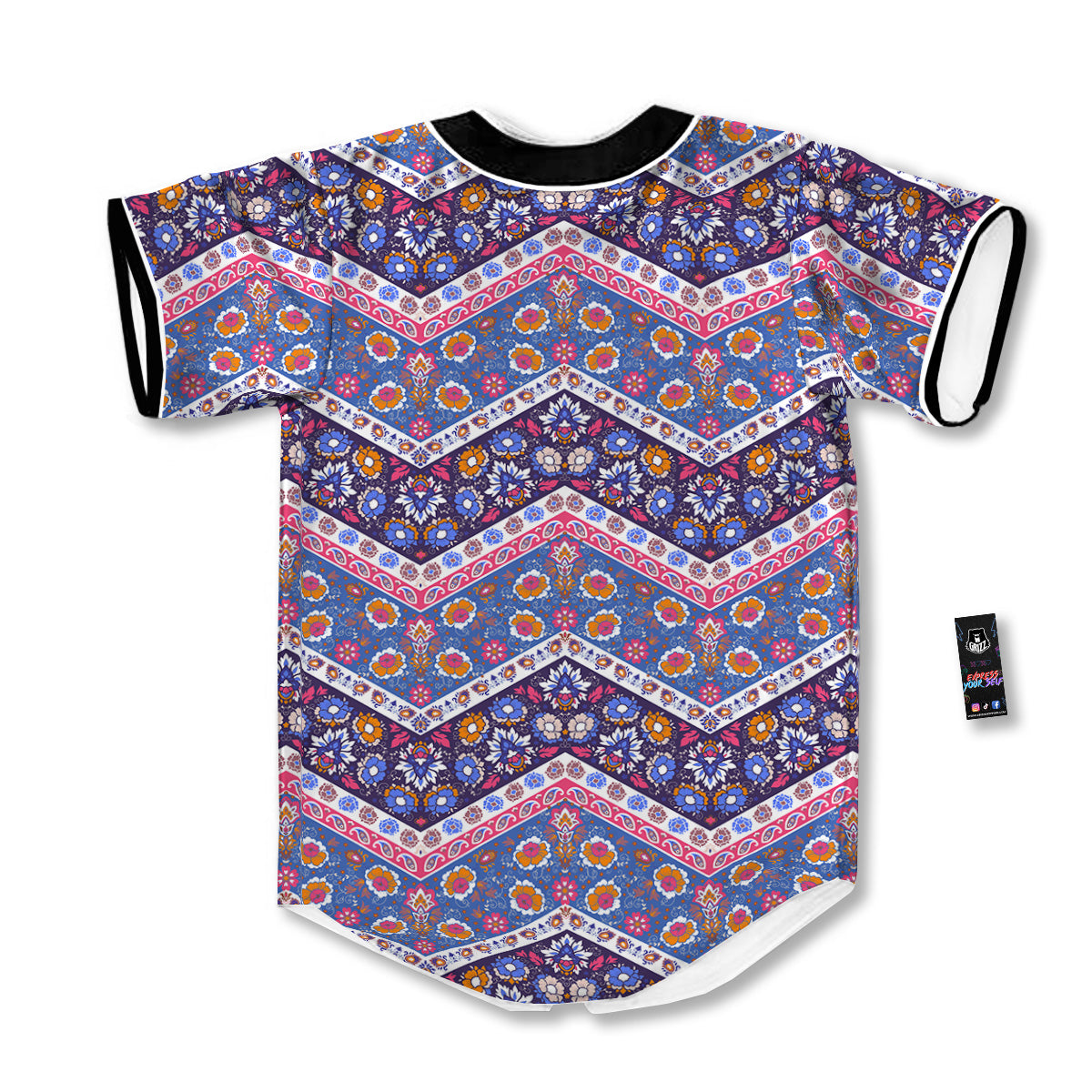Ethnic Mandala And Indian Paisley Print Pattern Baseball Jersey-grizzshop