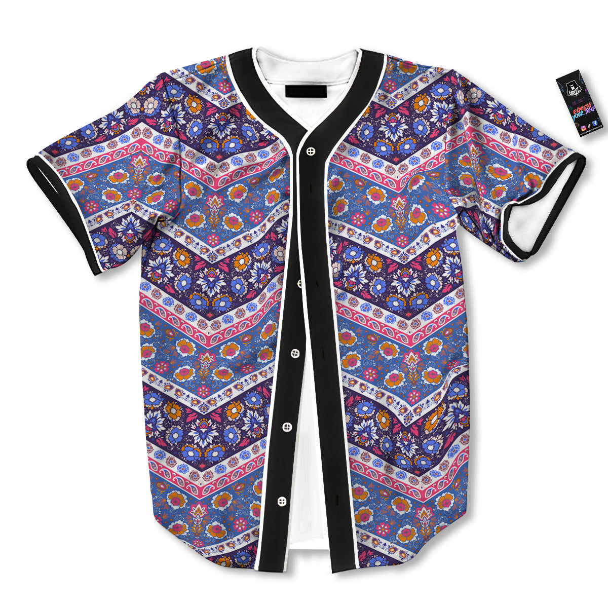Ethnic Mandala And Indian Paisley Print Pattern Baseball Jersey-grizzshop