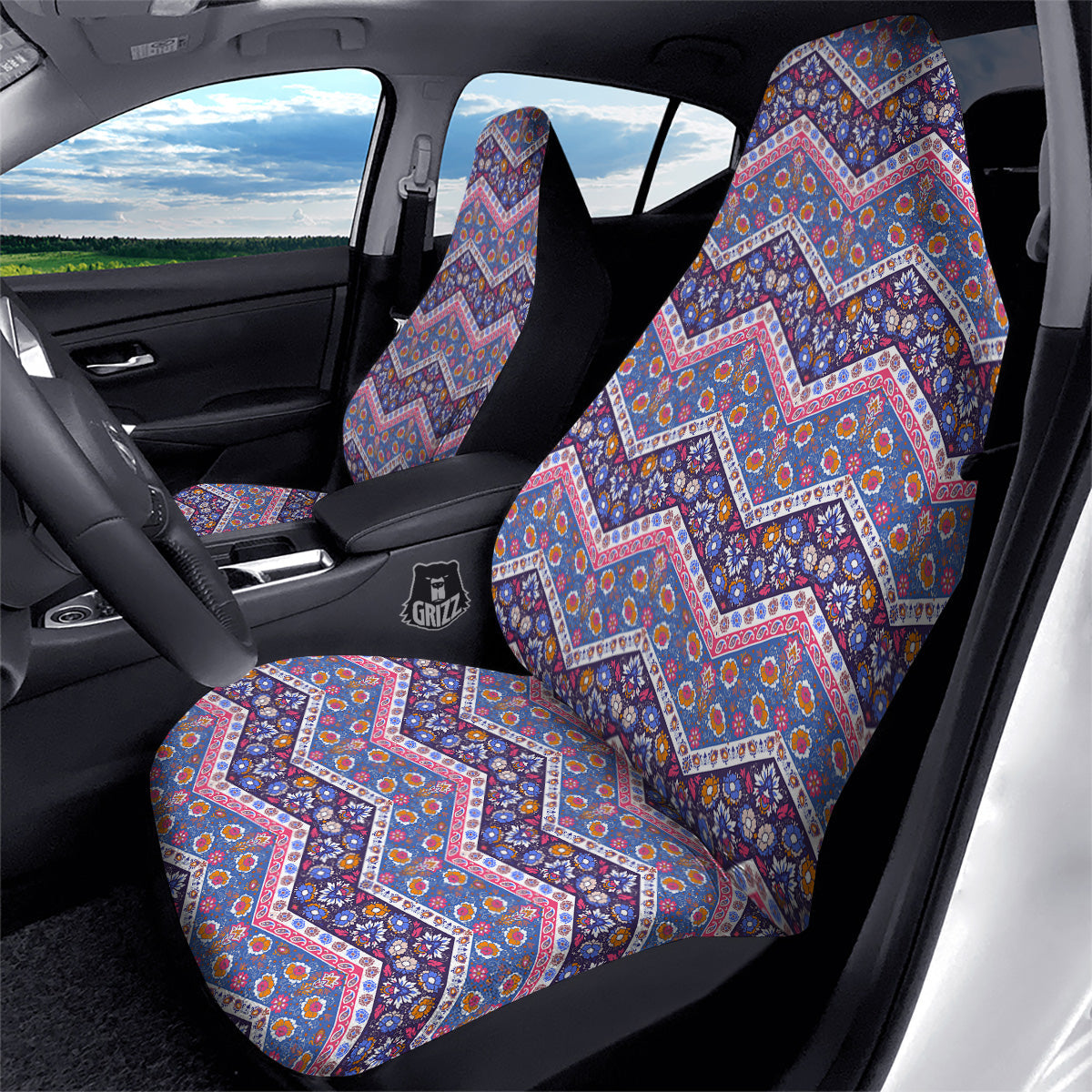 Ethnic Mandala And Indian Paisley Print Pattern Car Seat Covers-grizzshop