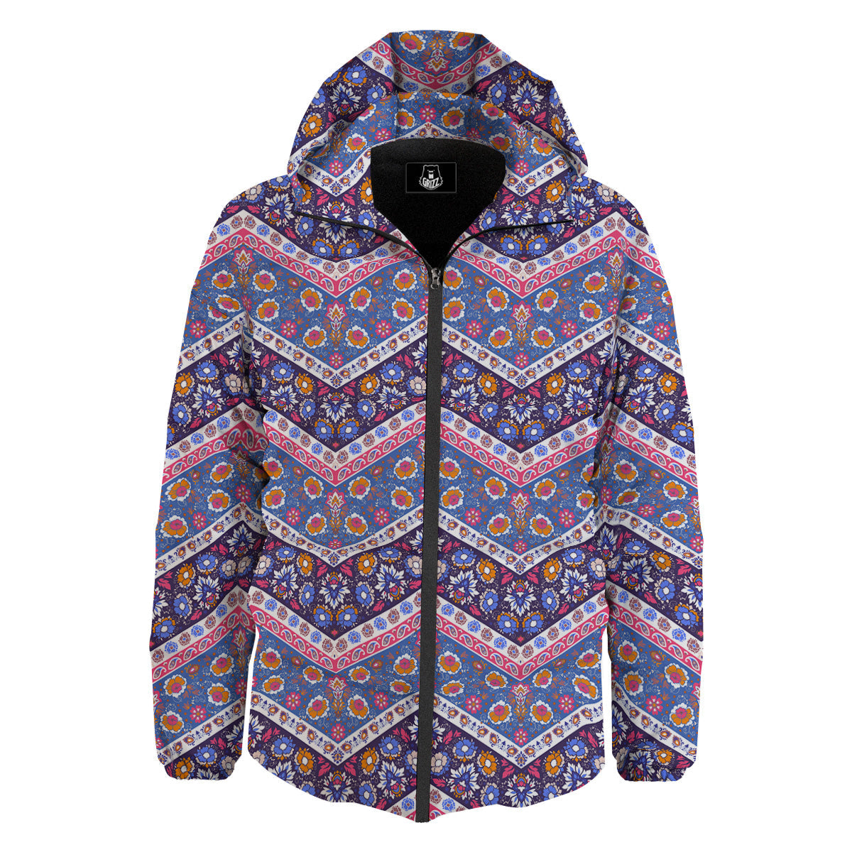 Ethnic Mandala And Indian Paisley Print Pattern Down Jacket-grizzshop