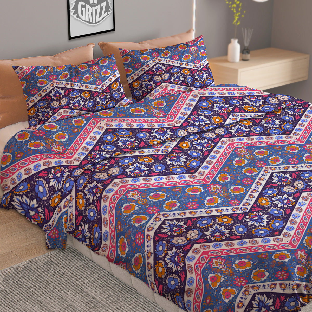 Ethnic Mandala And Indian Paisley Print Pattern Duvet Cover Bedding Set