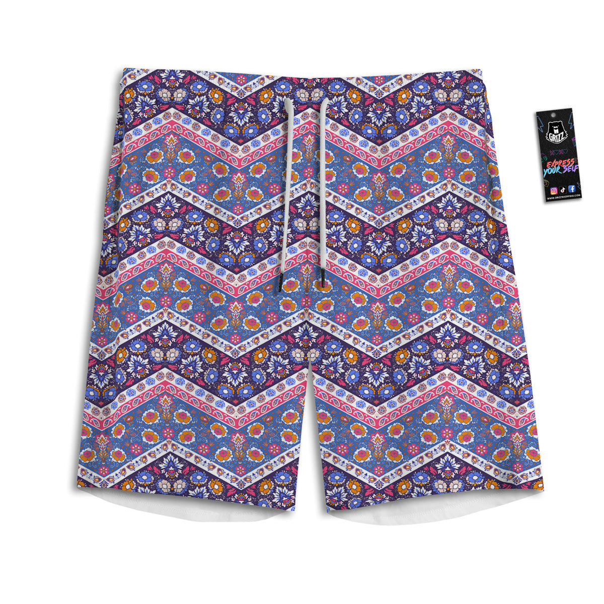 Ethnic Mandala And Indian Paisley Print Pattern Men's Athletic Shorts
