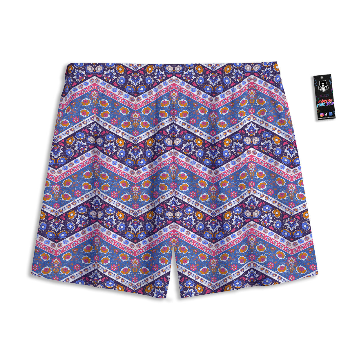 Hawaiian Tropical Dark Purple Print Pattern Mesh Shorts