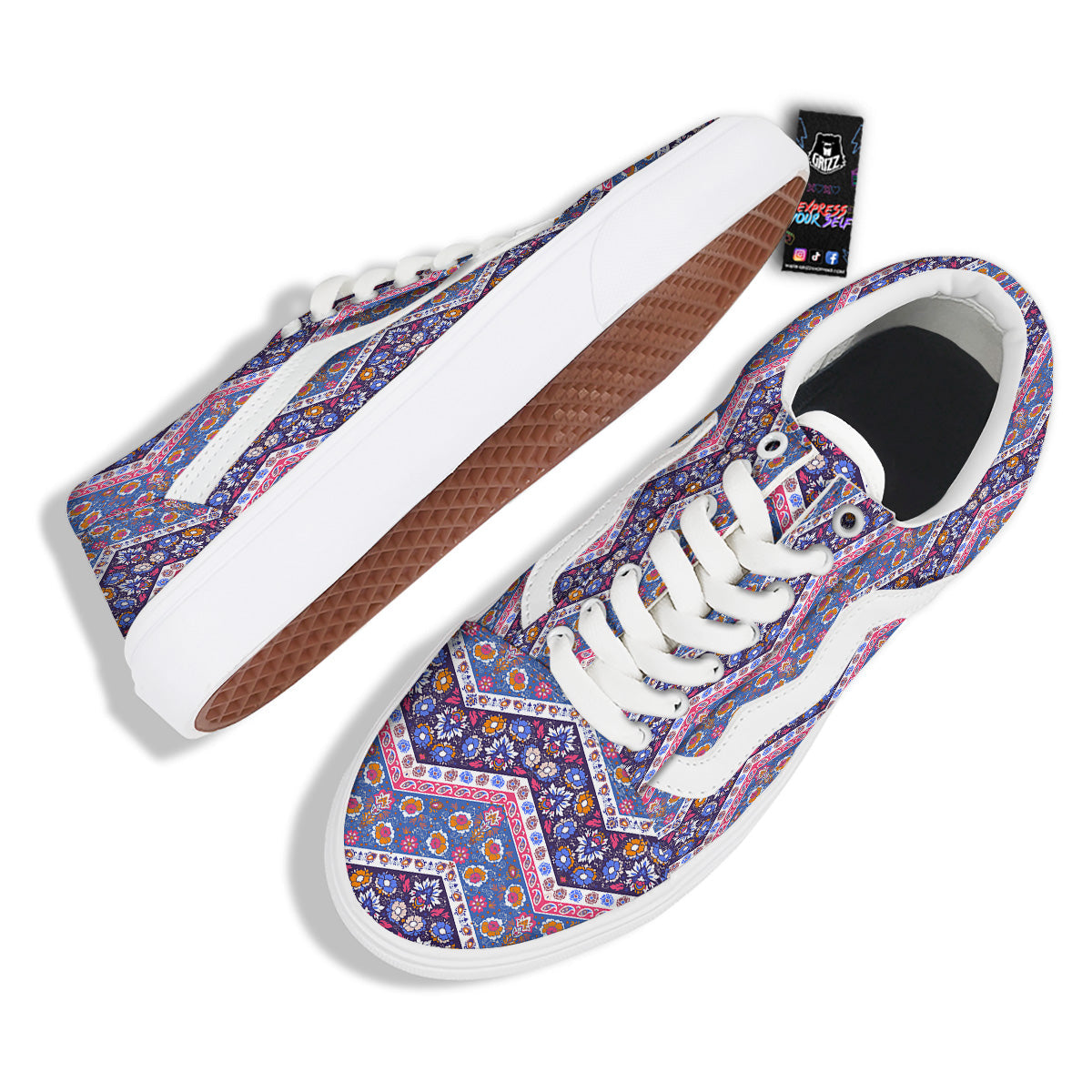 Ethnic Mandala And Indian Paisley Print Pattern Skate Shoes-grizzshop
