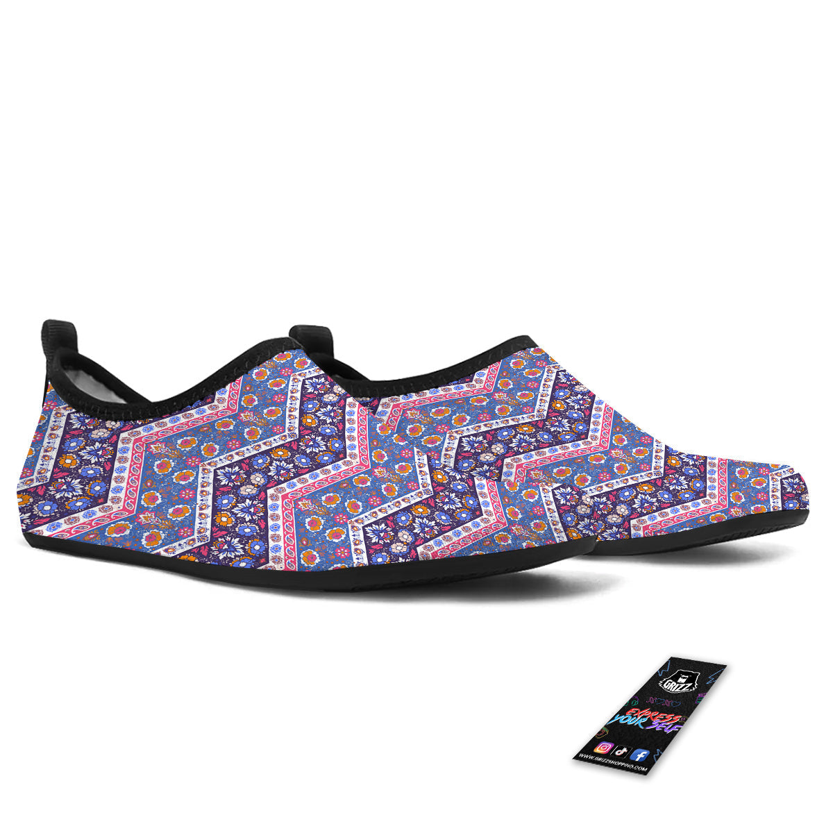 Ethnic Mandala And Indian Paisley Print Pattern Water Shoes-grizzshop