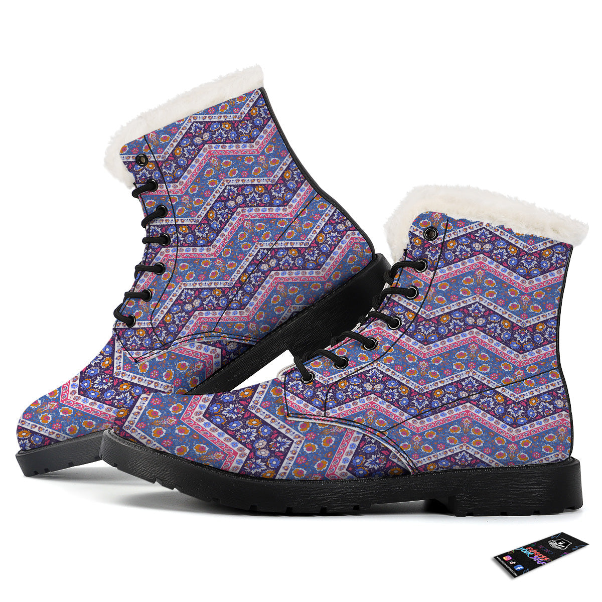 Ethnic Mandala And Indian Paisley Print Pattern Winter Boots-grizzshop