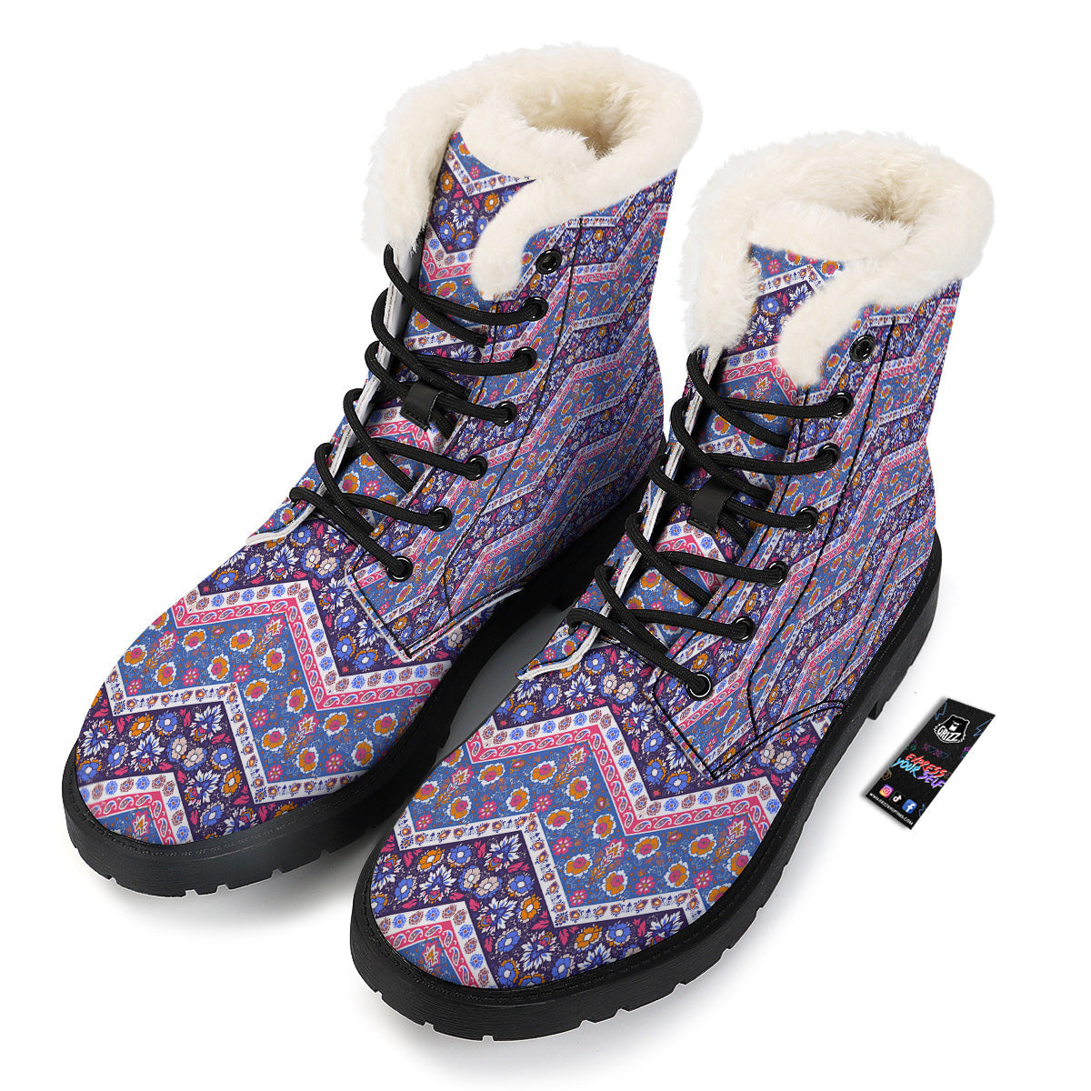 Ethnic Mandala And Indian Paisley Print Pattern Winter Boots-grizzshop