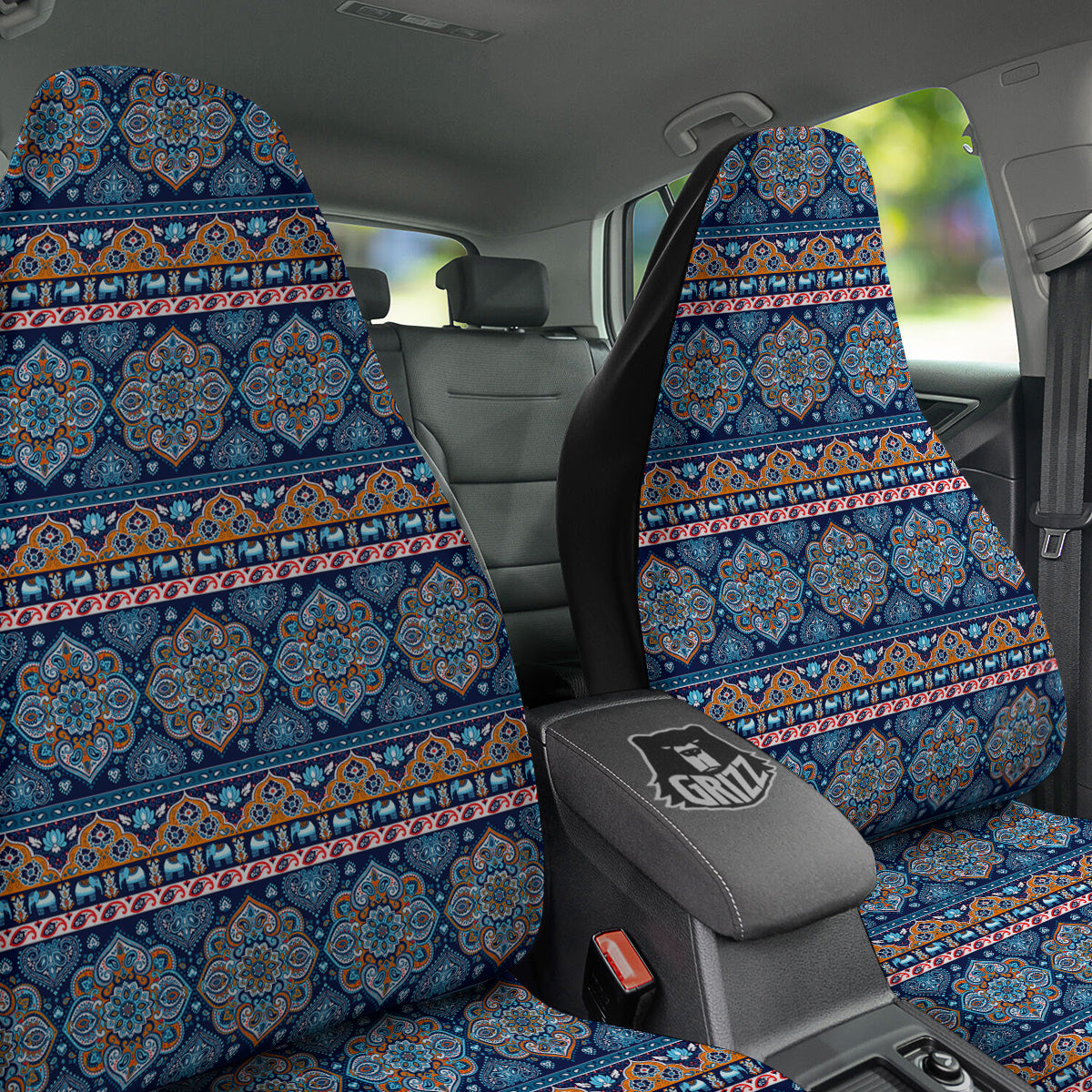 Ethnic Mandala Blue Print Pattern Car Seat Covers-grizzshop