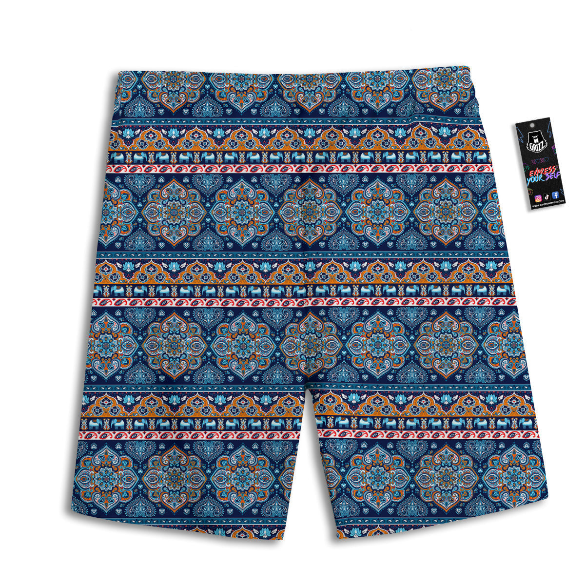 Ethnic Mandala Blue Print Pattern Men's Athletic Shorts