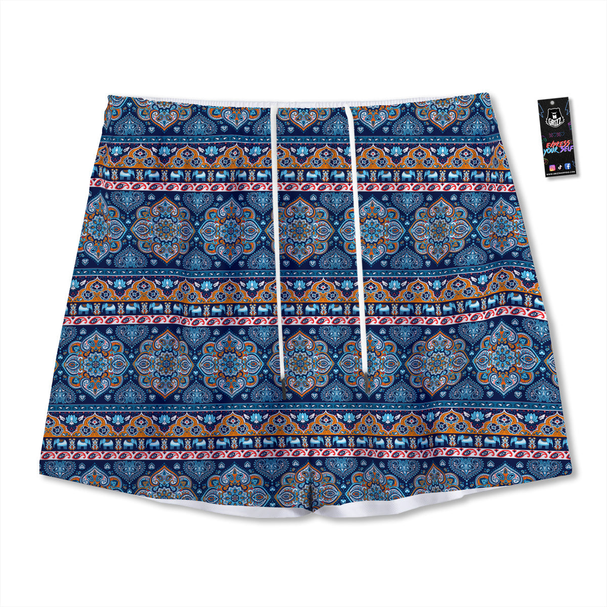 Heart Graffiti Print Pattern Mesh Shorts
