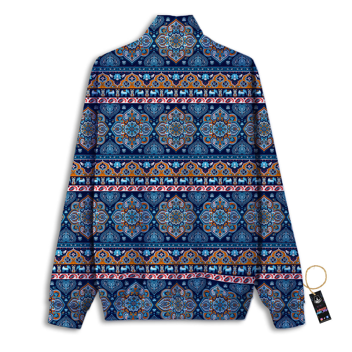 Ethnic Mandala Blue Print Pattern Track Jacket-grizzshop