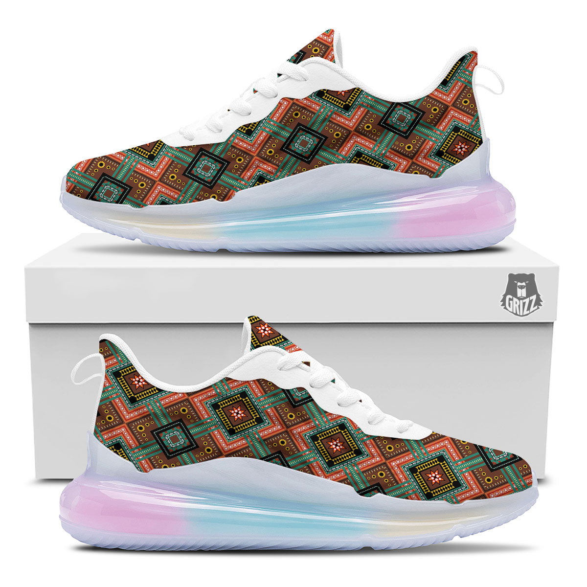 Ethnic Mandala Red Tribal Print Running Sneakers-grizzshop