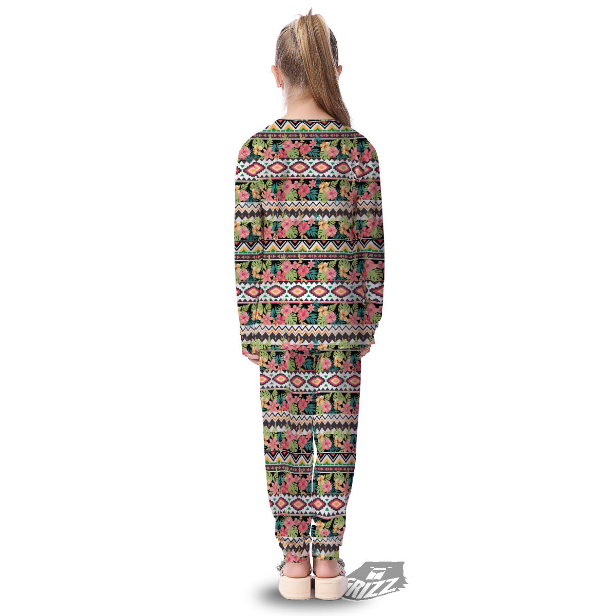 Ethnic Mix Tropical Flower Print Pattern Kid's Pajamas-grizzshop