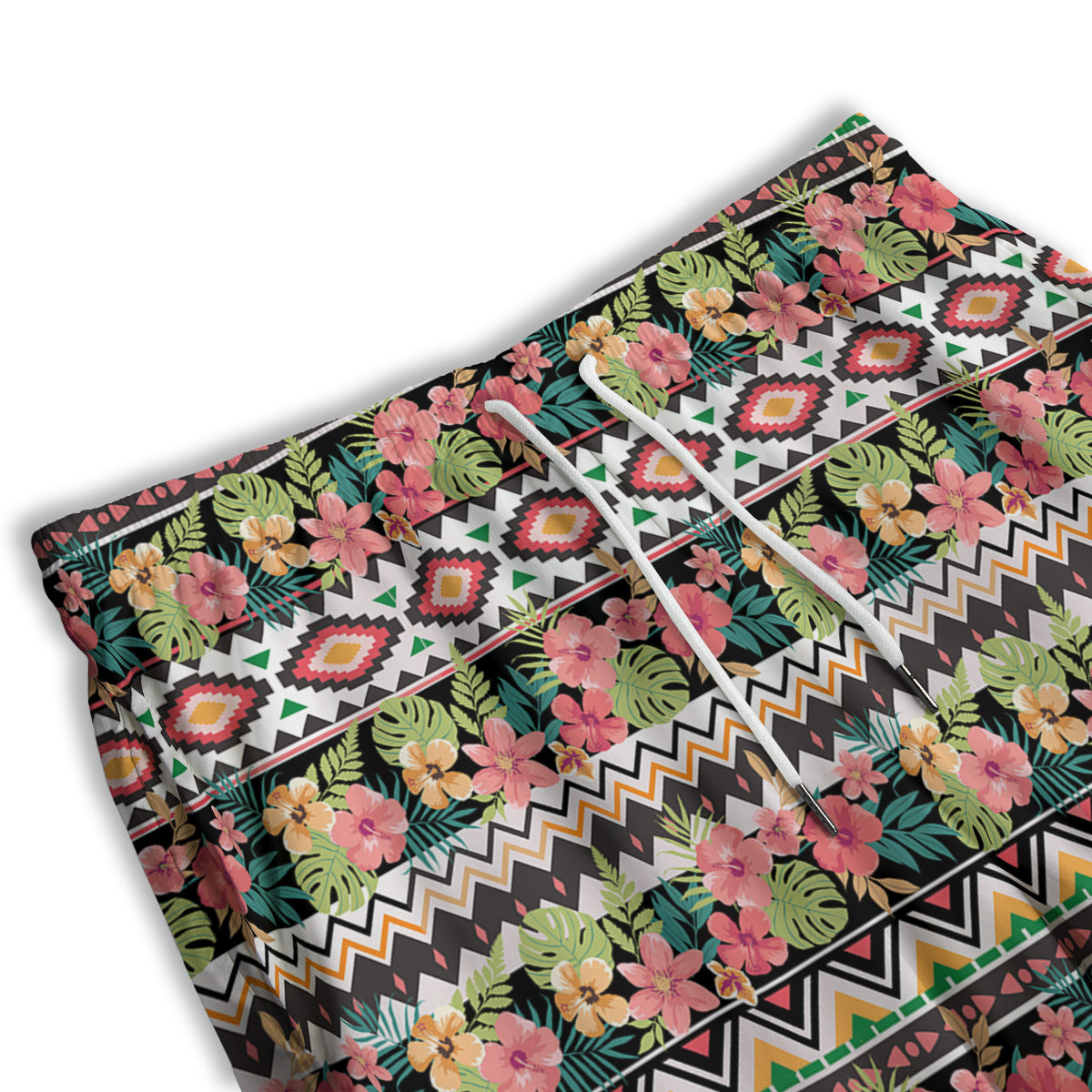 Ethnic Mix Tropical Flower Print Pattern Men's Athletic Shorts