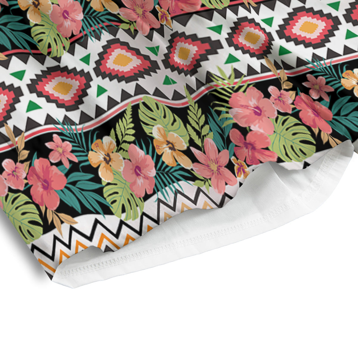 Ethnic Mix Tropical Flower Print Pattern Men's Athletic Shorts