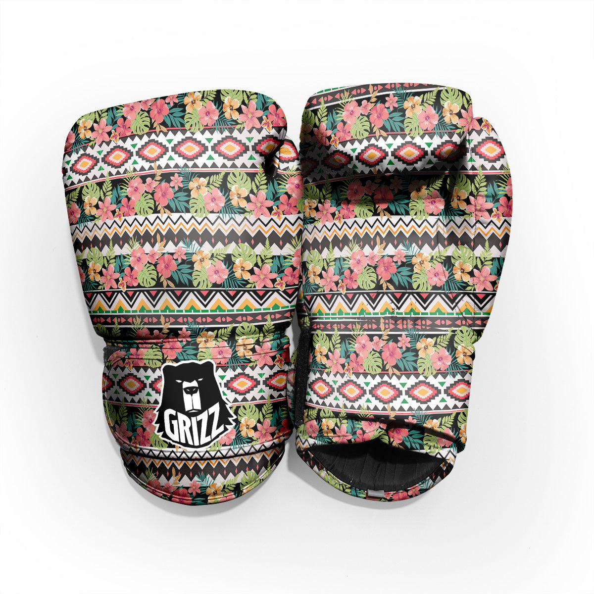 Ethnic Mix Tropical Flower Print Pattern Pro Boxing Glove