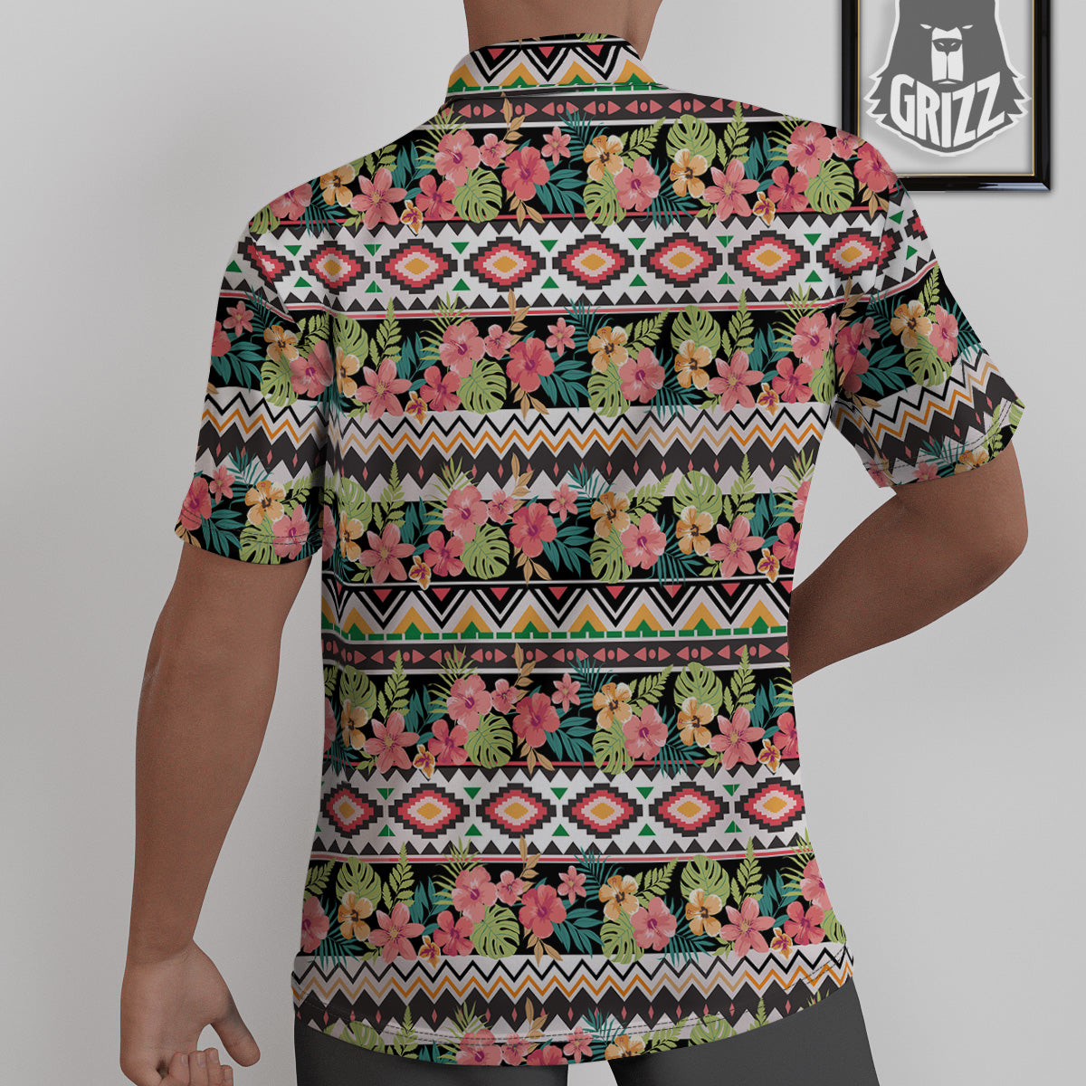 Ethnic Mix Tropical Flower Print Pattern Untucked Shirts-grizzshop
