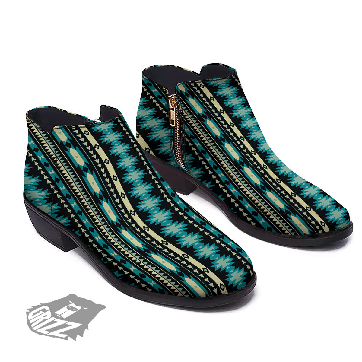 Ethnic Native Print Pattern Ankle Boots-grizzshop