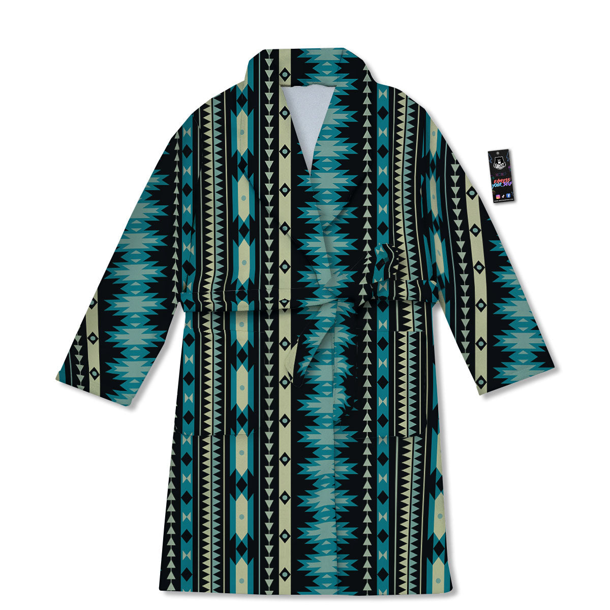 Ethnic Native Print Pattern Bathrobe-grizzshop