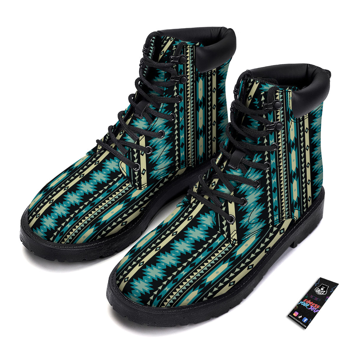 Ethnic Native Print Pattern Boots-grizzshop