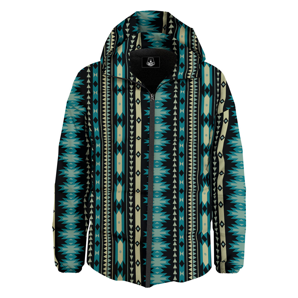 Ethnic Native Print Pattern Down Jacket-grizzshop