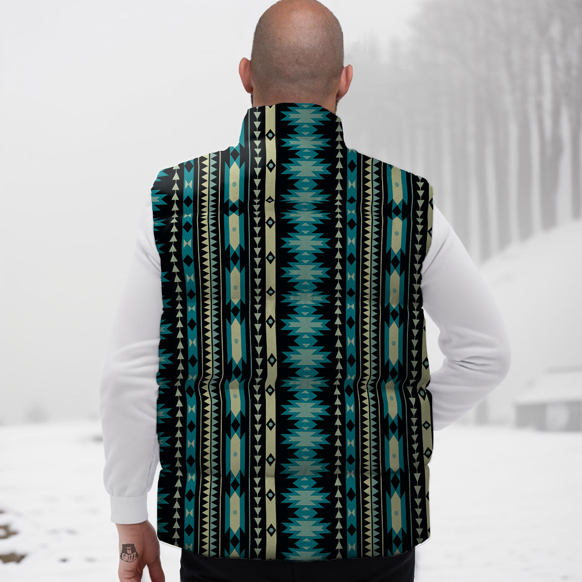 Ethnic Native Print Pattern Down Vest