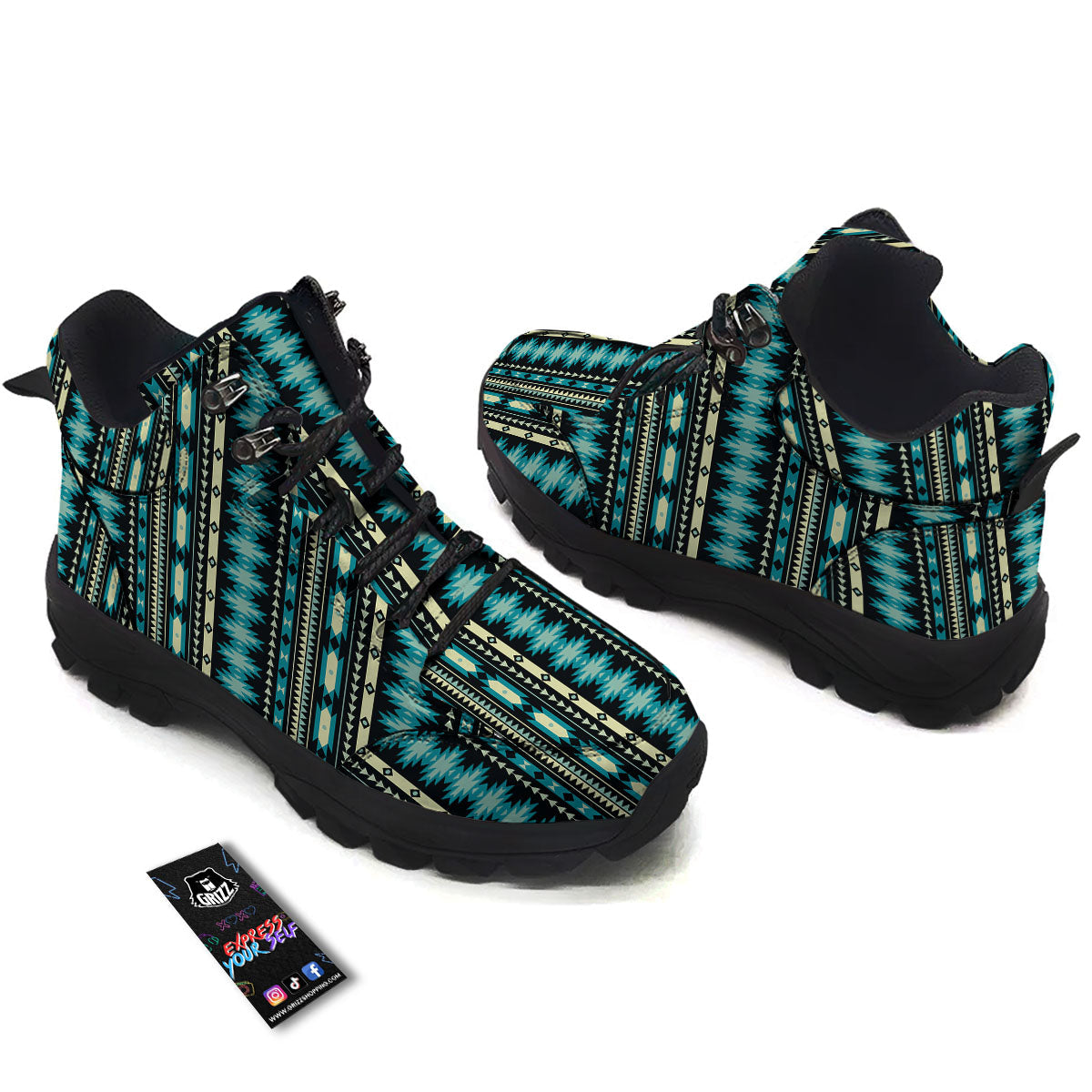 Ethnic Native Print Pattern Hiking Shoes-grizzshop