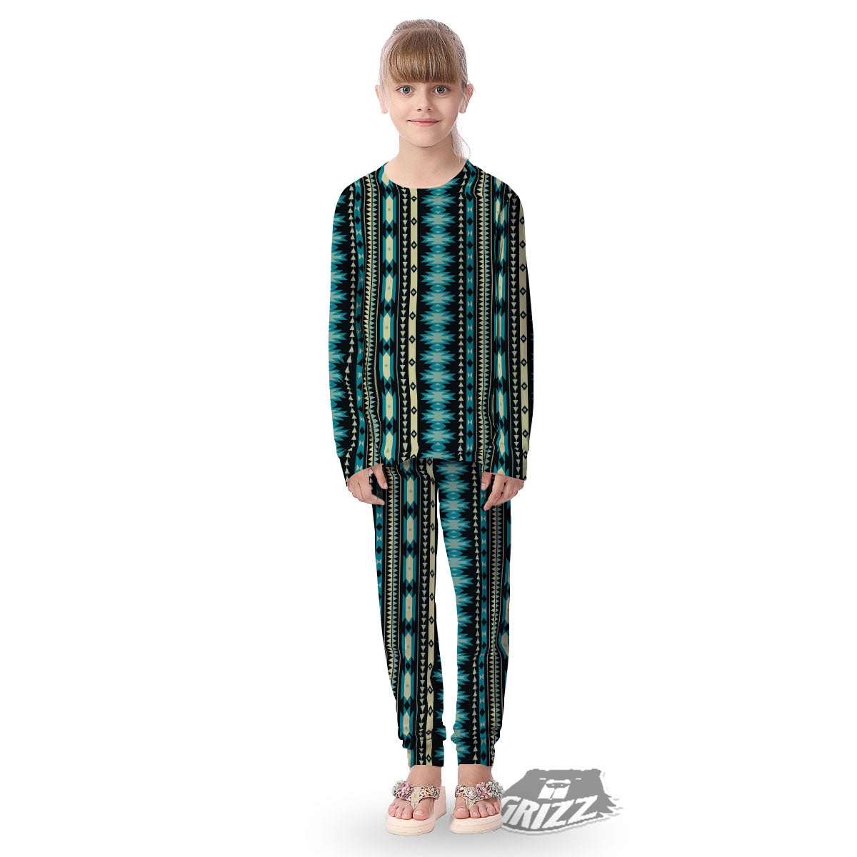 Ethnic Native Print Pattern Kid's Pajamas-grizzshop