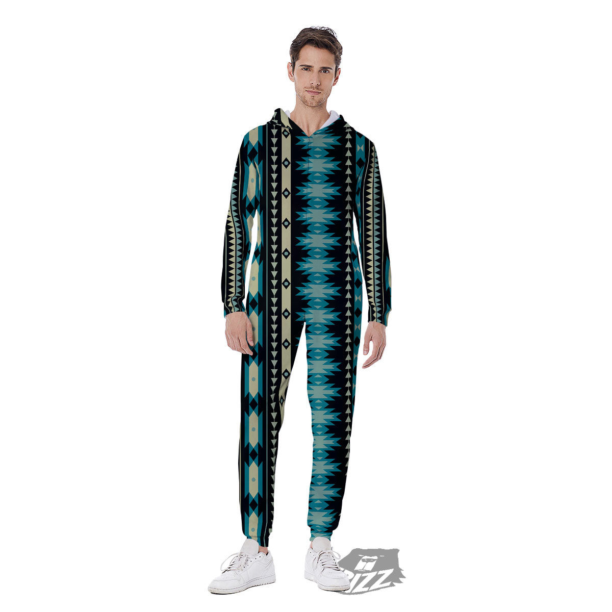 Ethnic Native Print Pattern Men's Jumpsuit-grizzshop