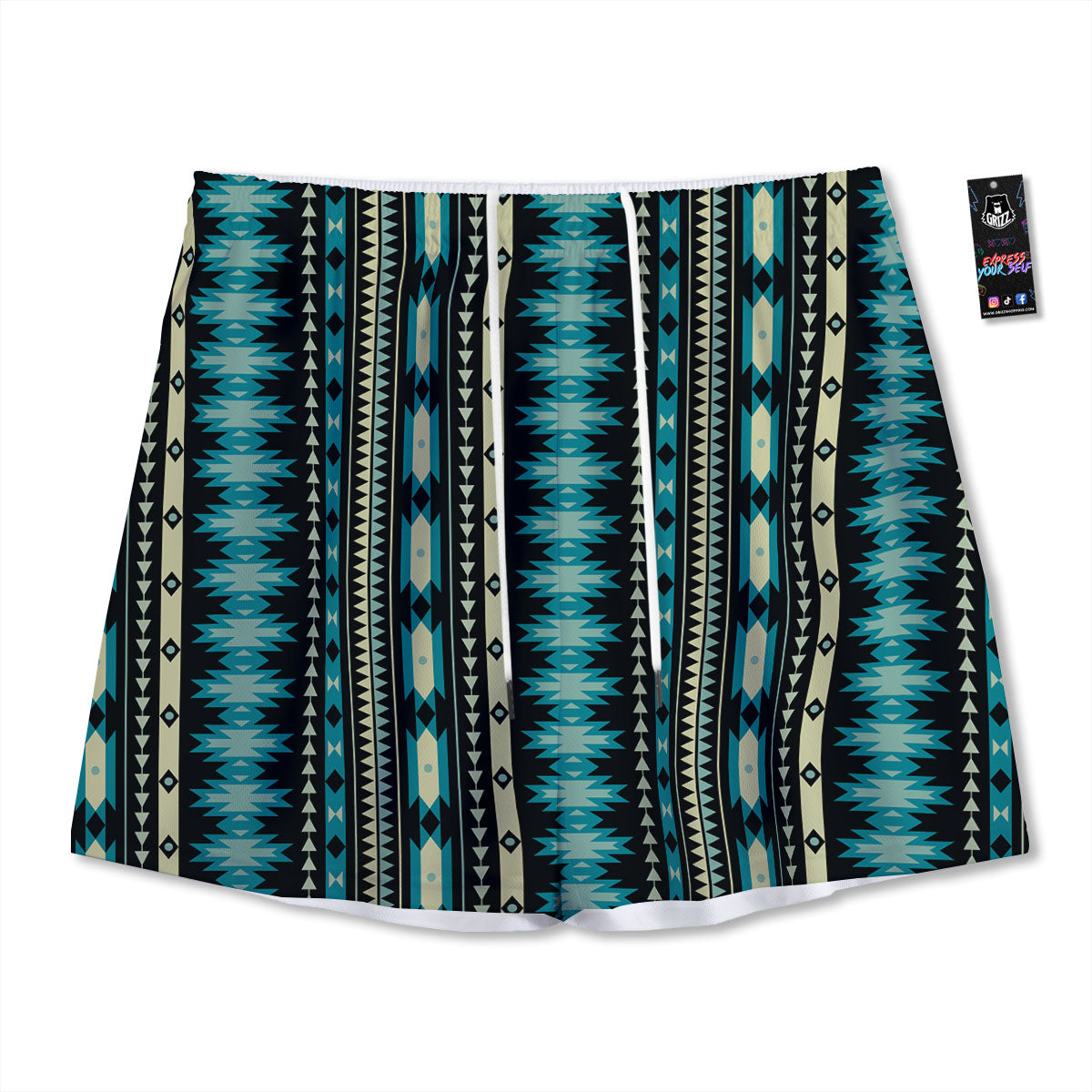 Ethnic Native Print Pattern Mesh Shorts
