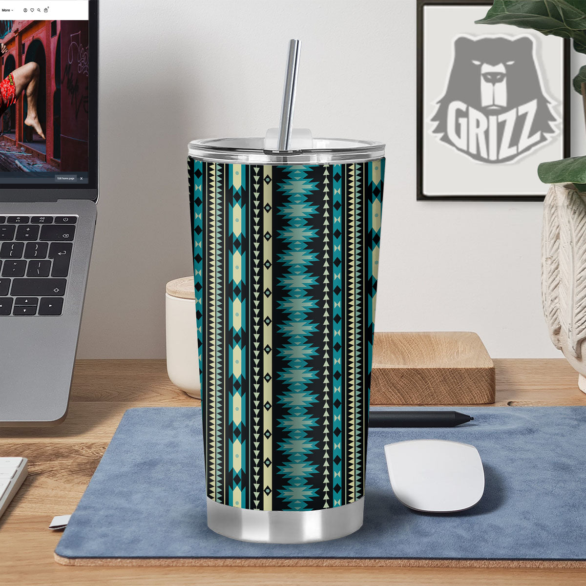 Ethnic Native Print Pattern Tumbler-grizzshop