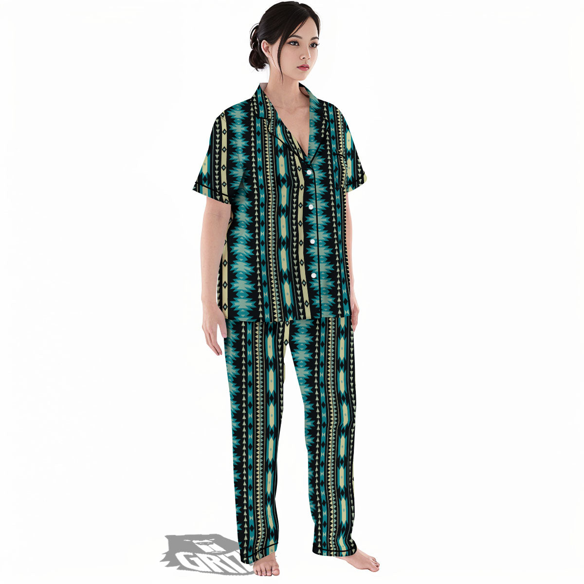 Ethnic Native Print Pattern Women's Pajamas Set-grizzshop