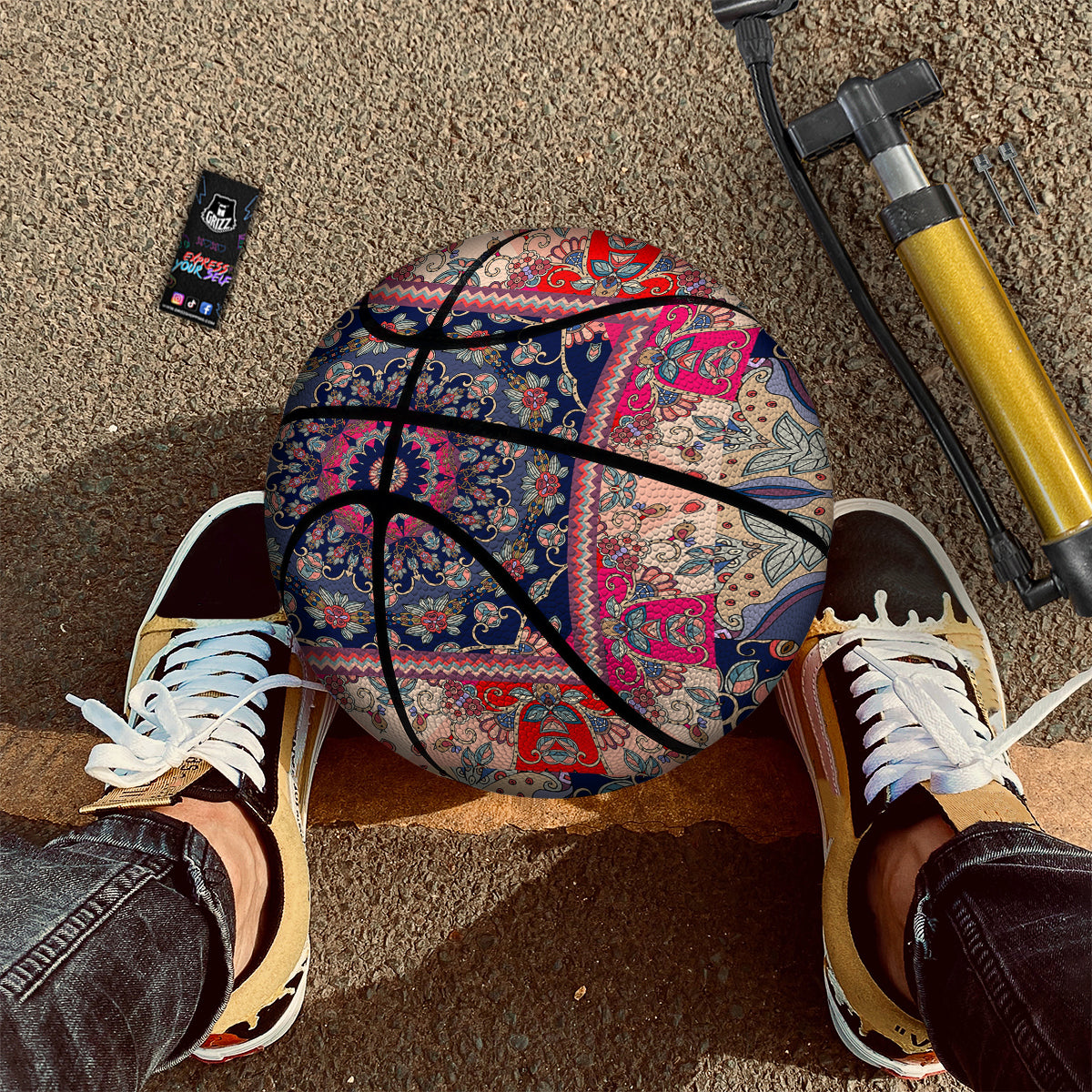 Ethnic Patchwork Square Print Basketball-grizzshop