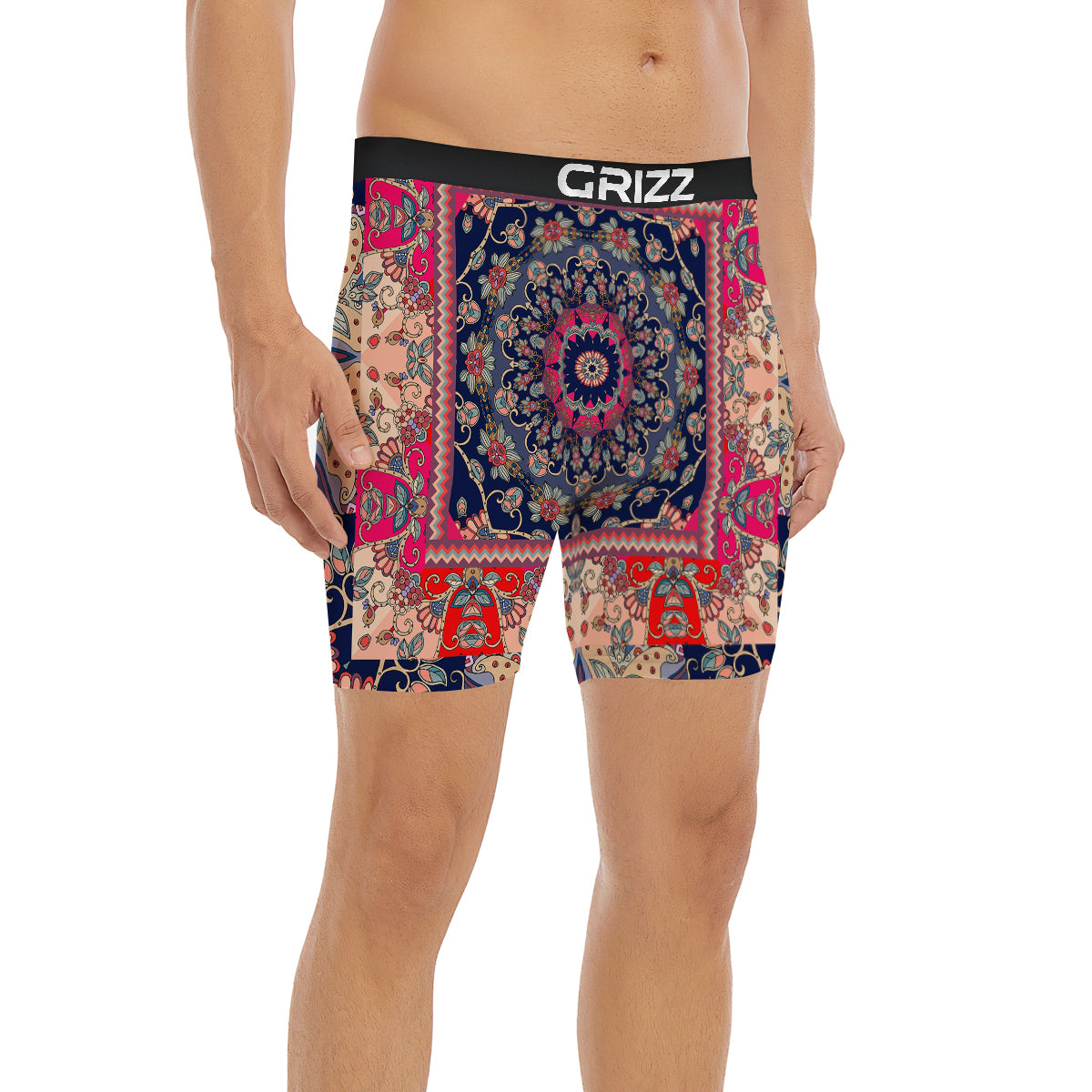 Ethnic Patchwork Square Print Boxer Briefs-grizzshop