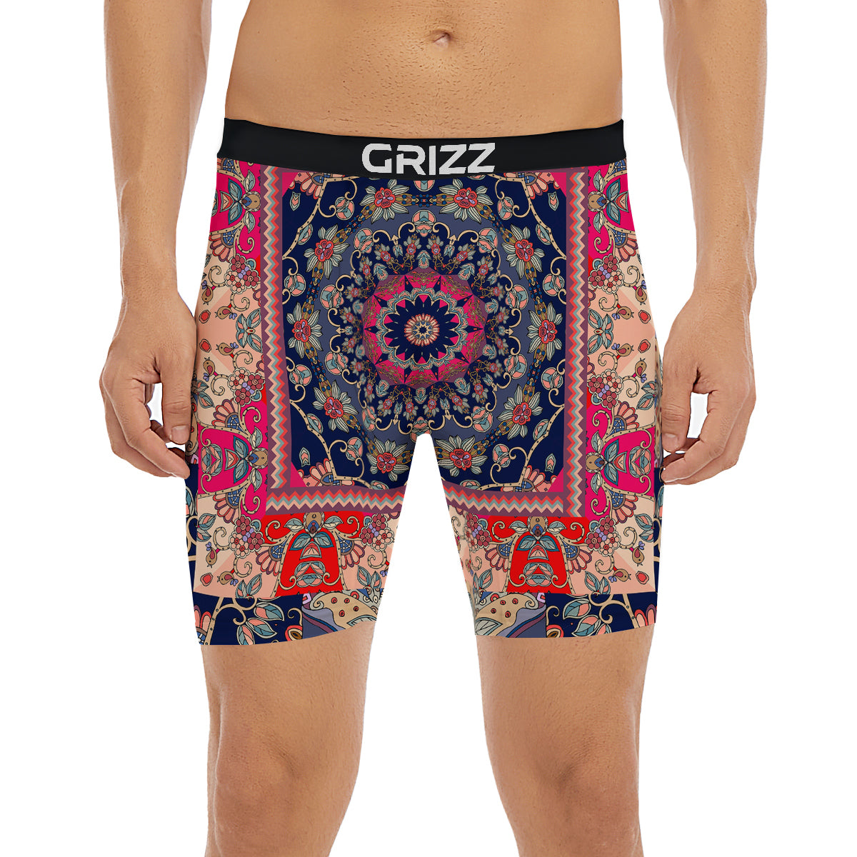 Ethnic Patchwork Square Print Boxer Briefs-grizzshop