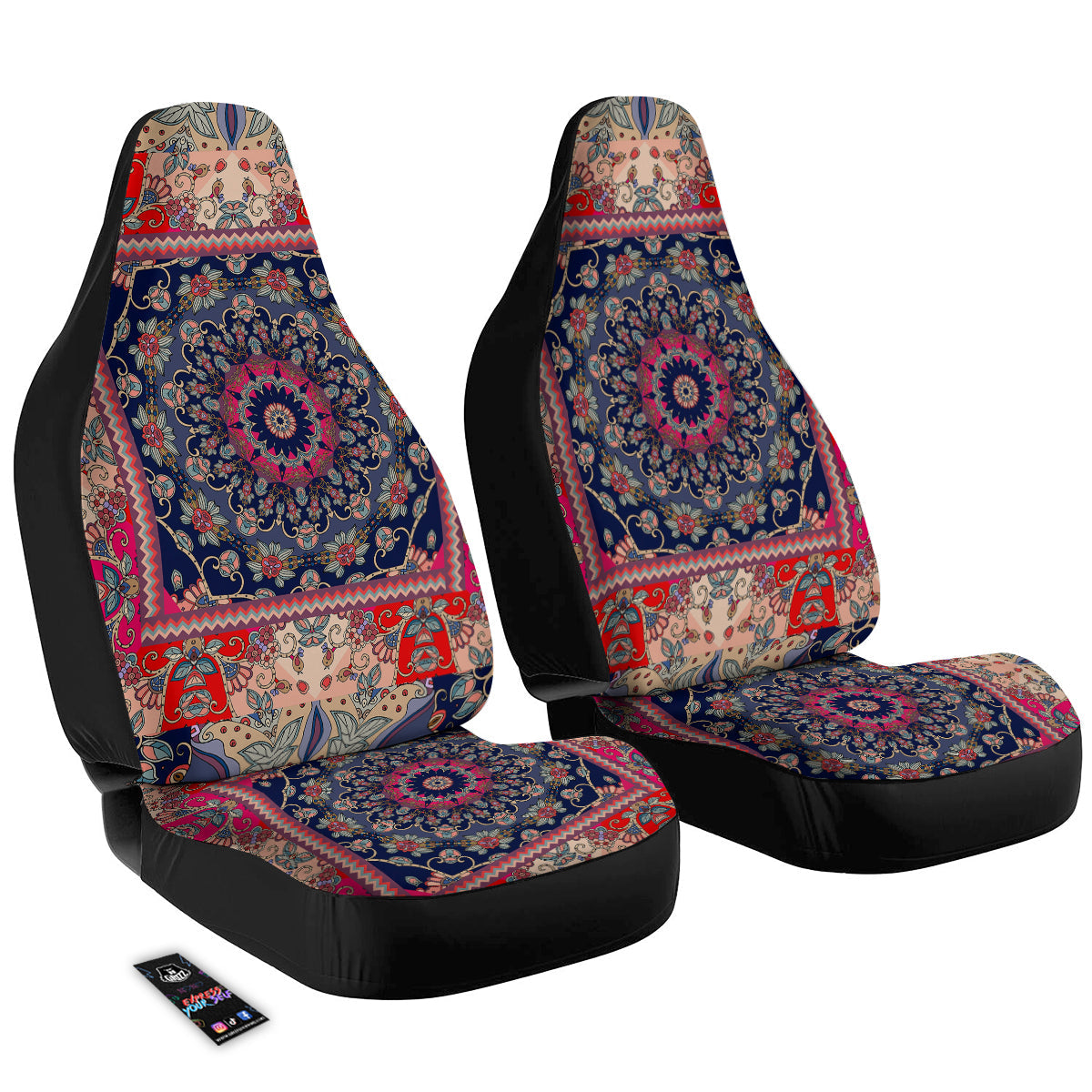 Ethnic Patchwork Square Print Car Seat Covers-grizzshop