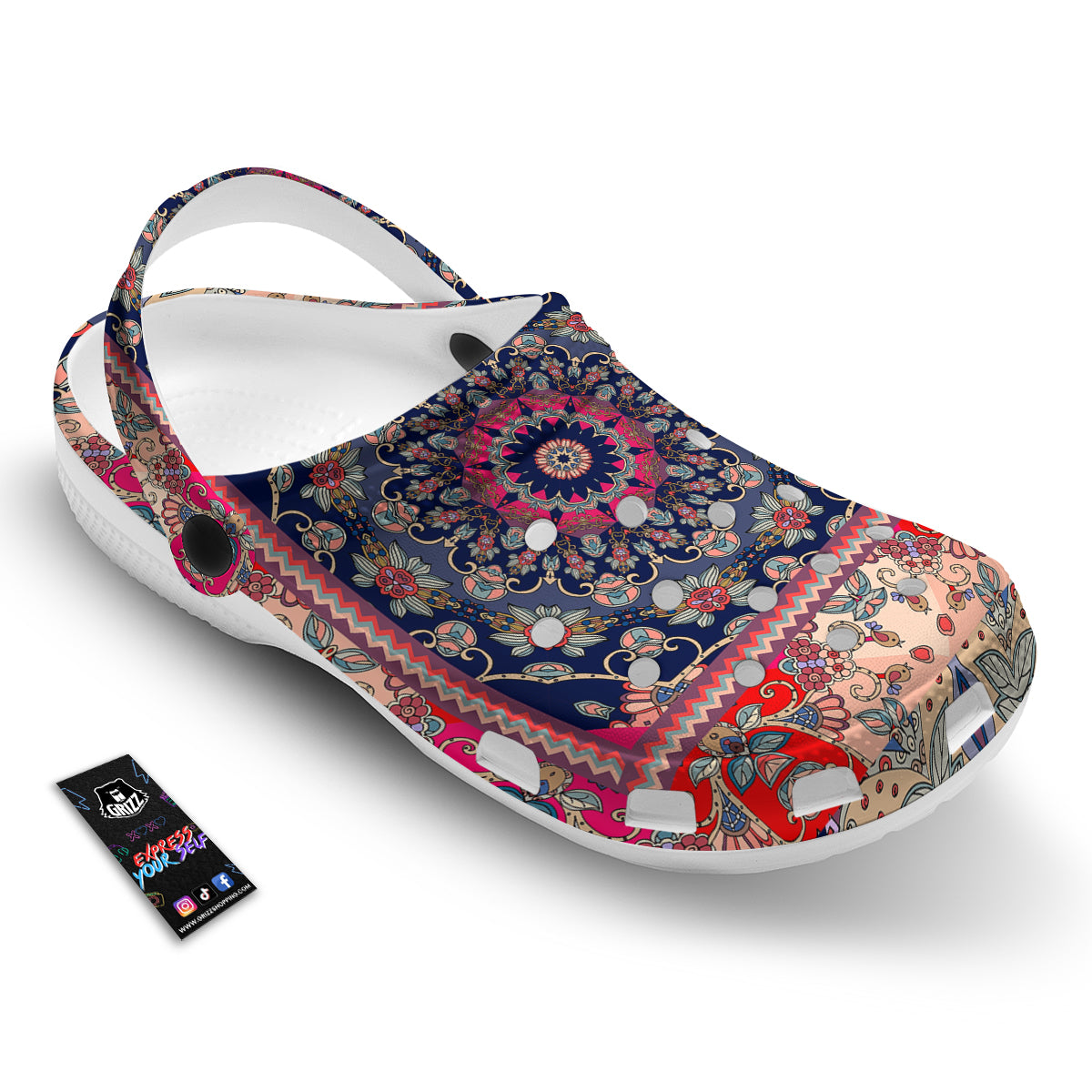 Ethnic Patchwork Square Print Clog-grizzshop