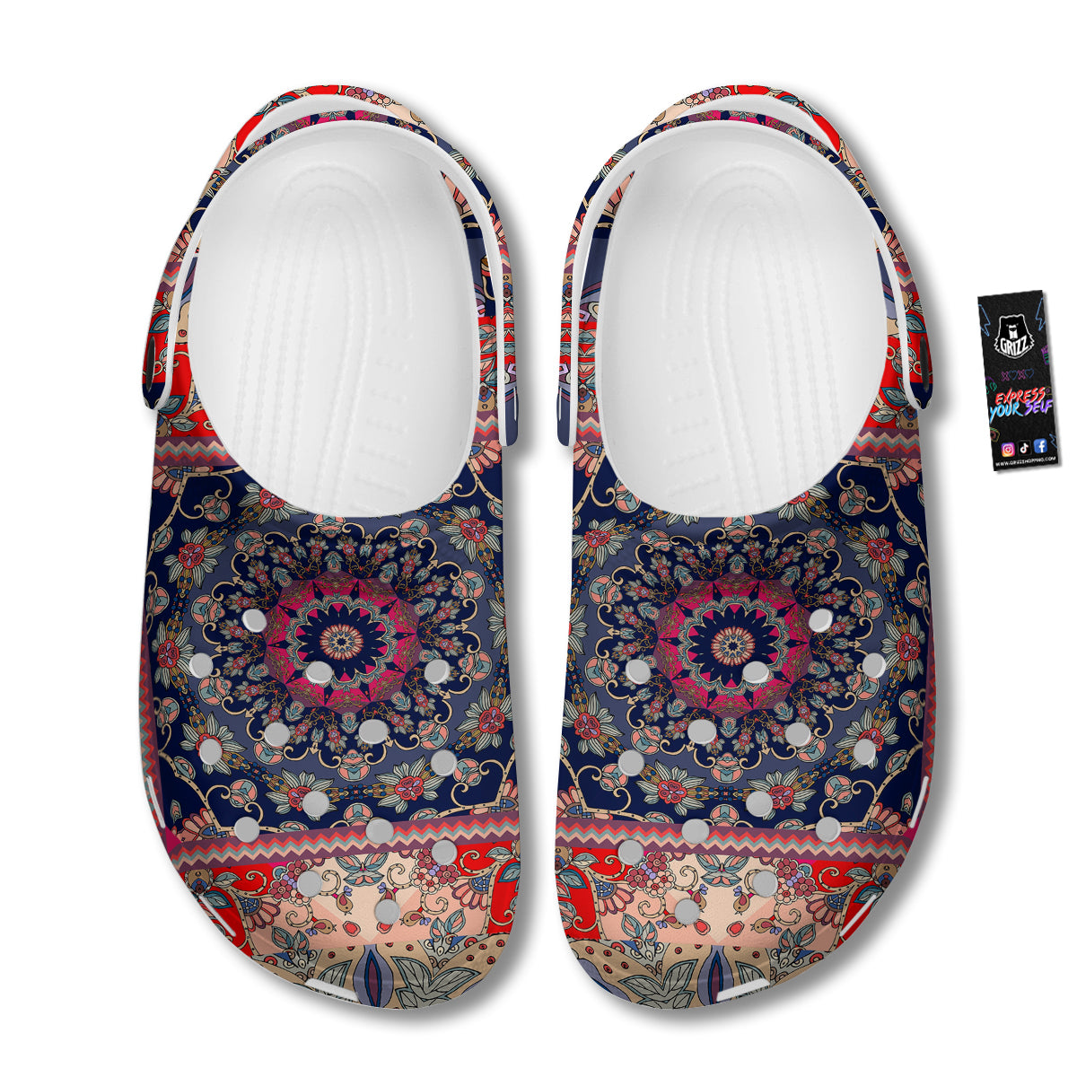 Ethnic Patchwork Square Print Clog-grizzshop